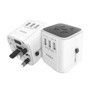 Zikko Universal Travel Adapter Worldwide Wall Charger With 3 USB Ports